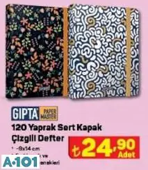 GIPTA 120 YAPRAK SERT KAPAK ÇİZGİLİ DEFTER